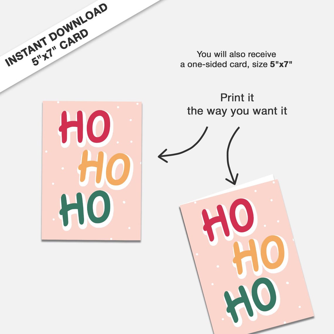 Ho Ho Ho in Colorful Retro Letters Fun Christmas Card Poster - Image 3