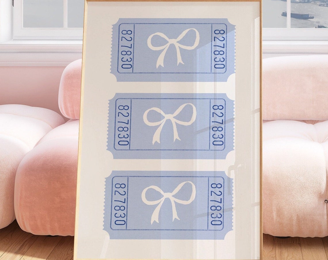 Coquette Balletcore Blue Bow Art Print