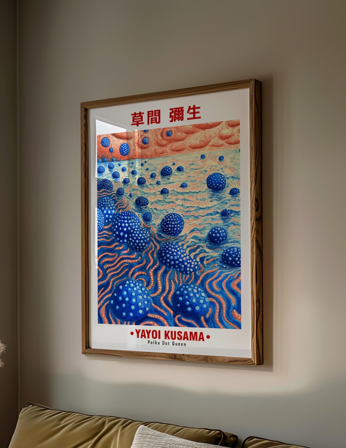 Yayoi Kusama Inspired Blue Dotted Spheres Ocean Dreams Art Poster - Image 2