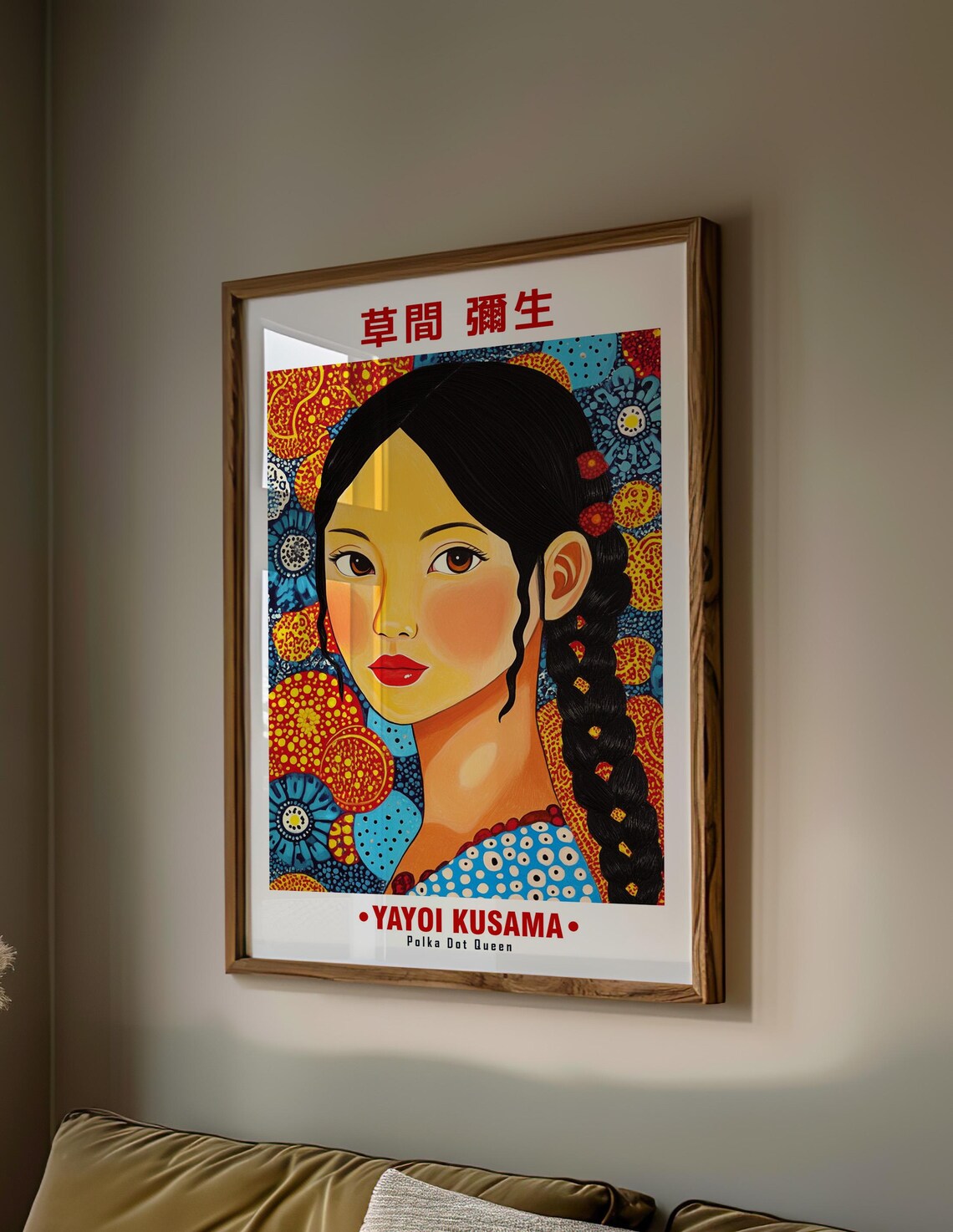 Yayoi Kusama Inspired Portrait of a Woman in Dots Art Poster - Image 2