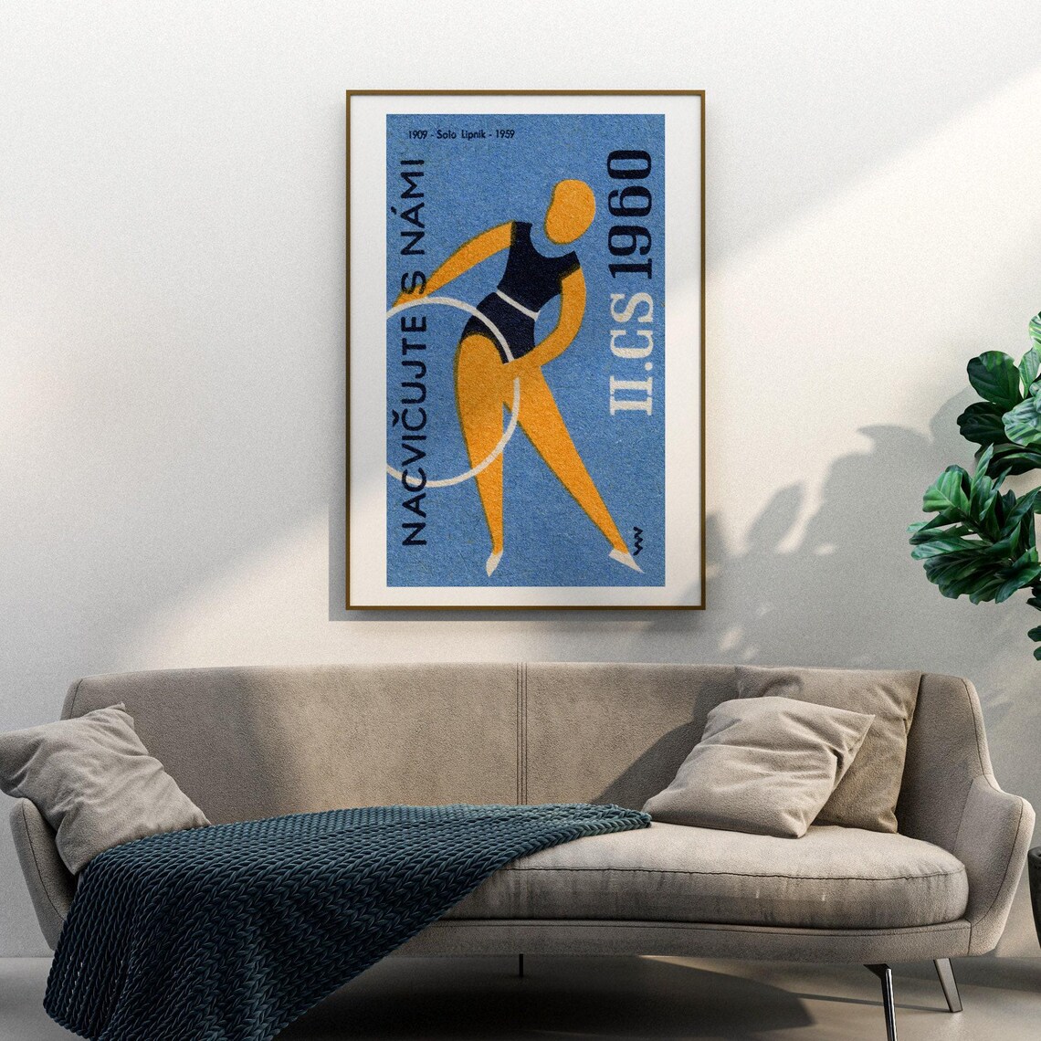 Hoop Gymnast Nacvicujte s Nami 1960 Czech Vintage Gymnastics Poster - Image 3