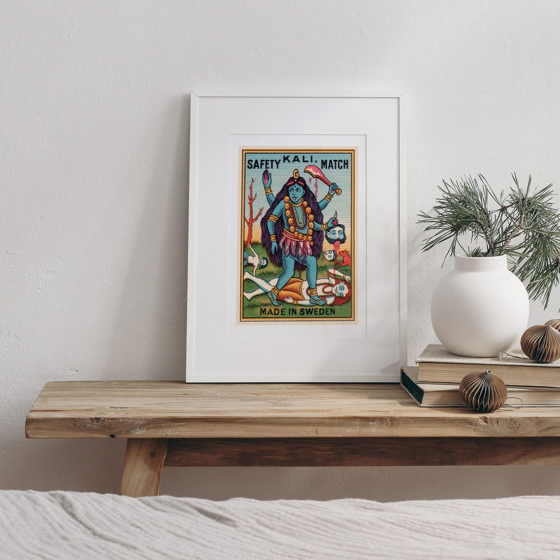 Kali Hindu Goddess Safety Match Swedish Vintage Label Poster - Image 3