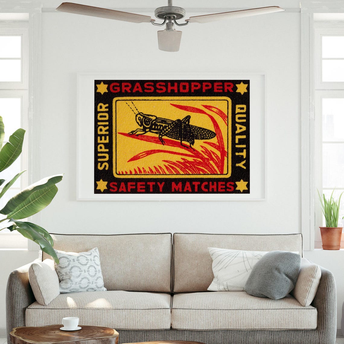 Grasshopper Superior Quality Safety Matches Yellow Insect Poster - Image 3