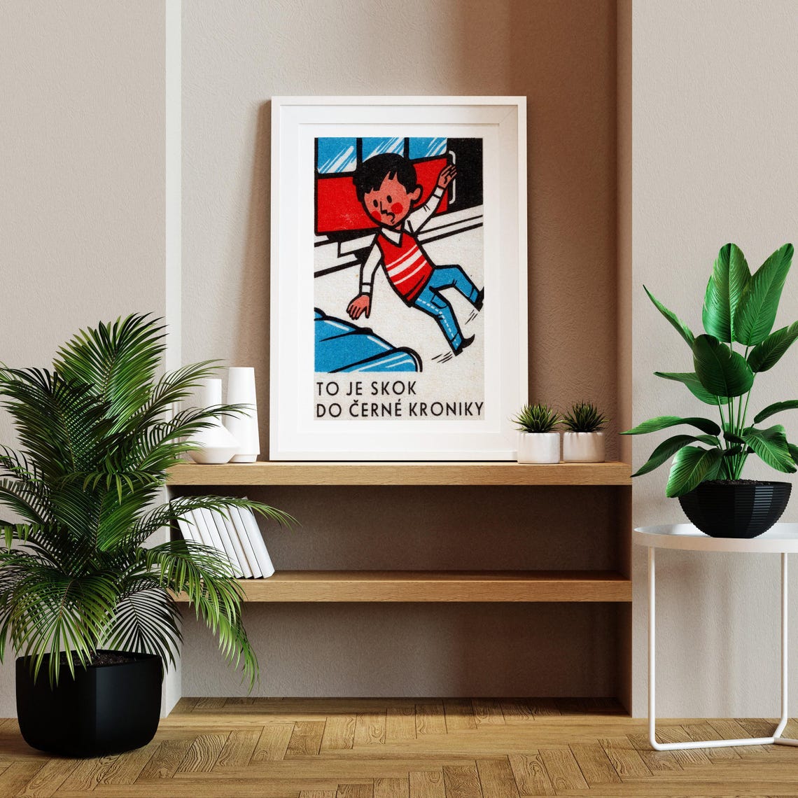 Boy Falling From Train Black Chronicle Safety Vintage Poster - Image 2