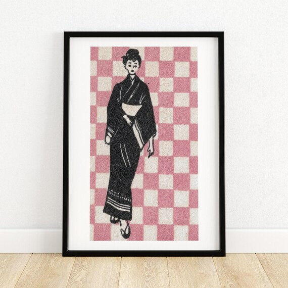 Black Geisha Matchbox Aesthetic Vintage Art Print
