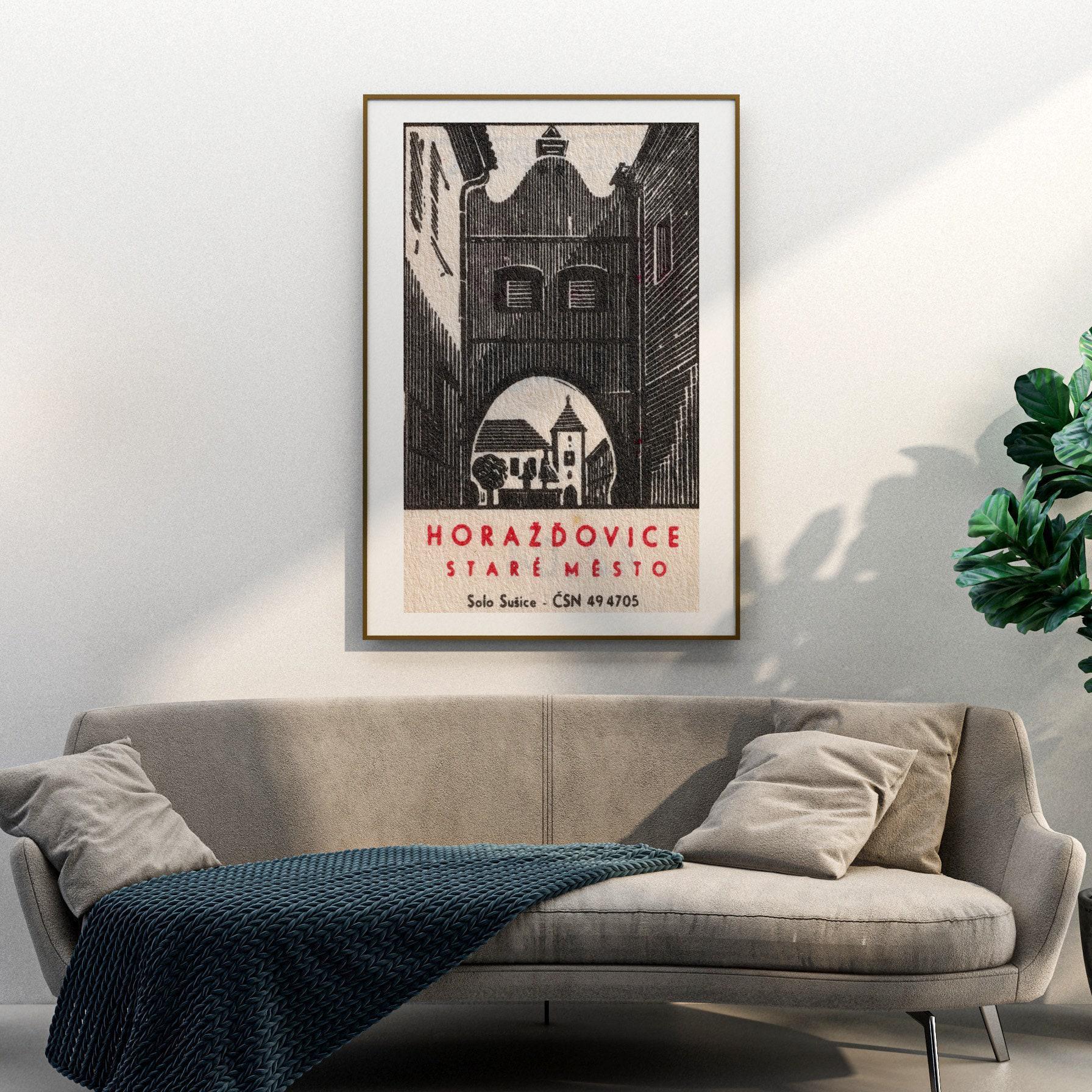 Horažďovice Old Town Gate Vintage Czech Matchbox Label Art Poster - Image 3