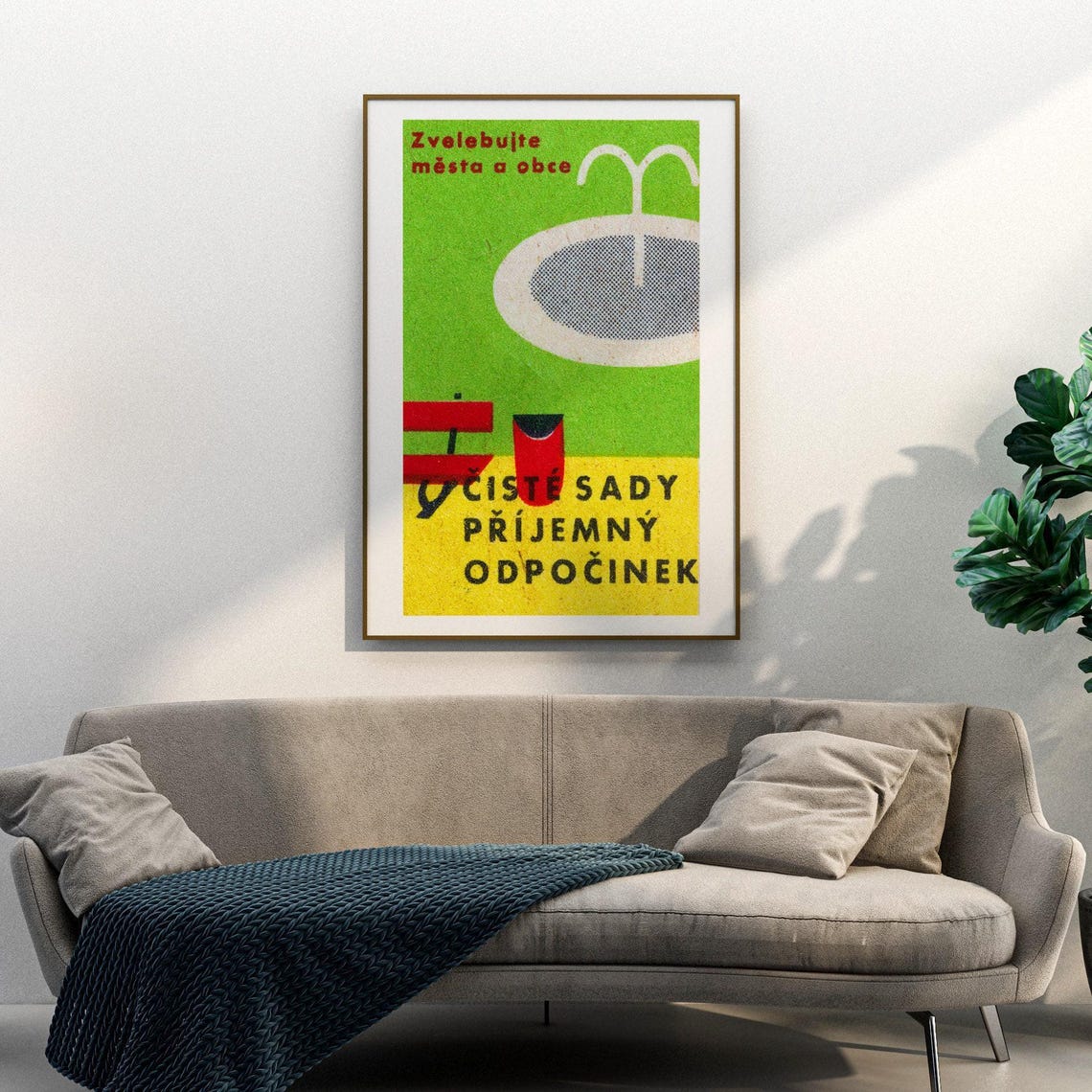 Clean Parks Fountain Keep Parks Tidy Czech Matchbox Vintage Poster - Image 3