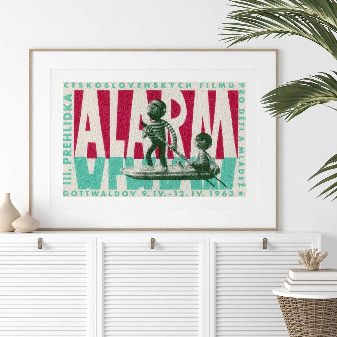 1963 Gottwaldov Children Film Festival Alarm Matchbox Art Poster - Image 2
