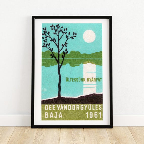 Plant Poplar Trees Matchbox Print Aesthetic Wall Art Vintage Eastern Europe Art Matchbox Wall Poster Vintage Poster Print