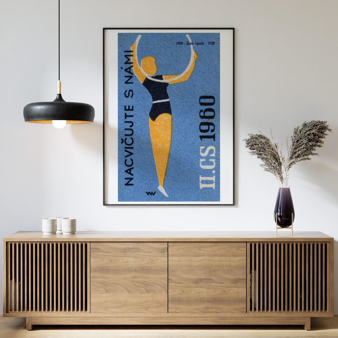 Rhythmic Gymnast Woman with Ribbons 1960 Czech Matchbox Poster - Image 4