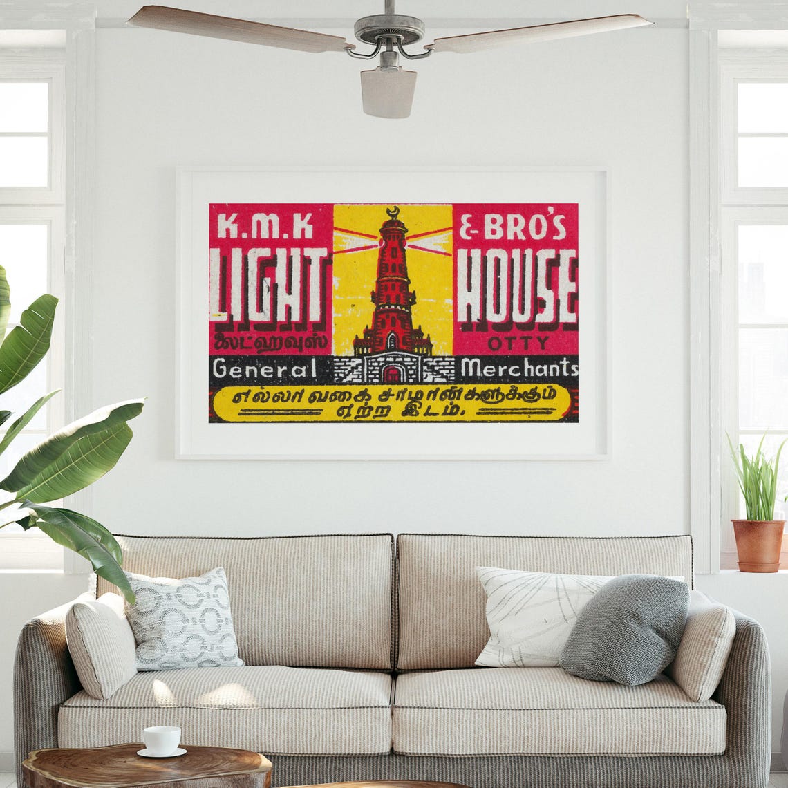 Indian Lighthouse KMK Bro General Merchants Match Label Art Poster - Image 3