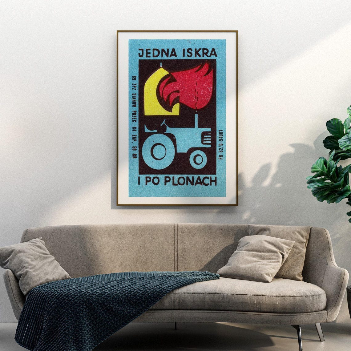 Jedna Iskra Po Plonach Polish Tractor Fire Safety Label Poster - Image 3