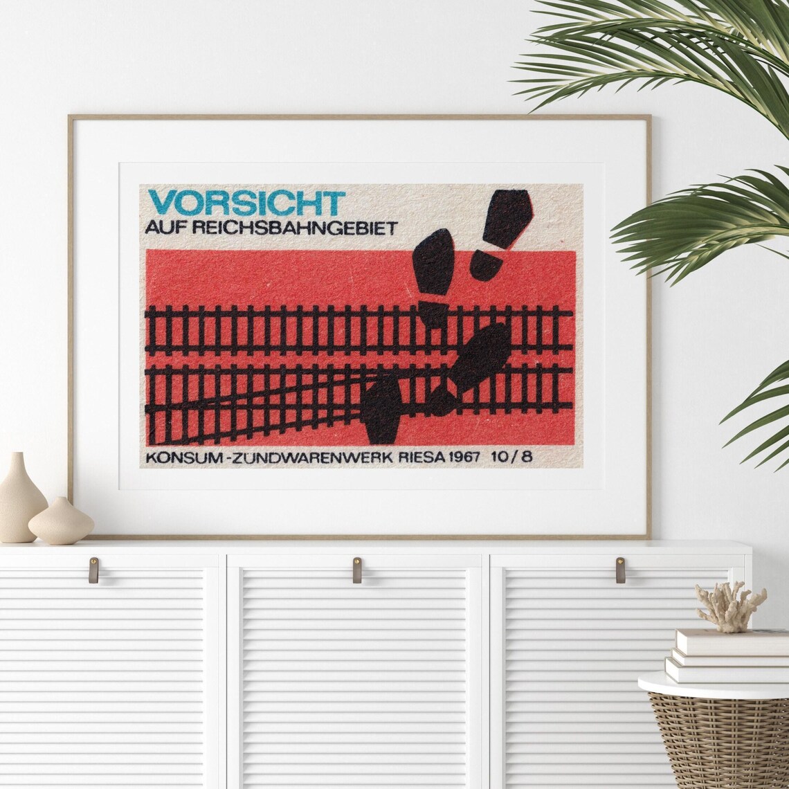 Vorsicht Reichsbahngebiet 1967 Railway Safety Match Label Poster - Image 2