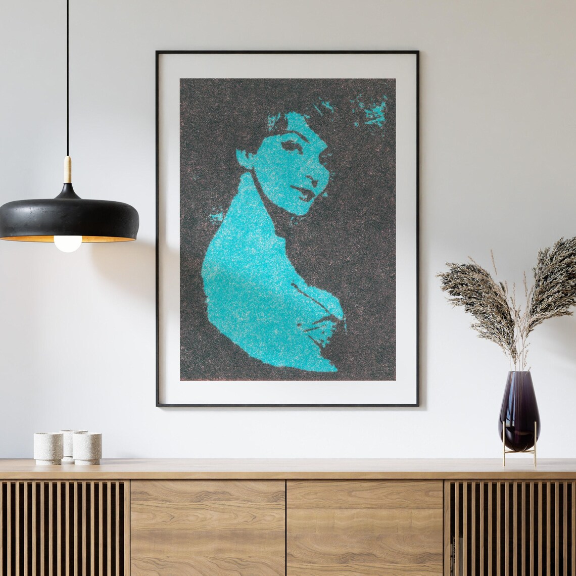 Bold Blue Turquoise Pop Art Woman Portrait Matchbox Label Poster - Image 4