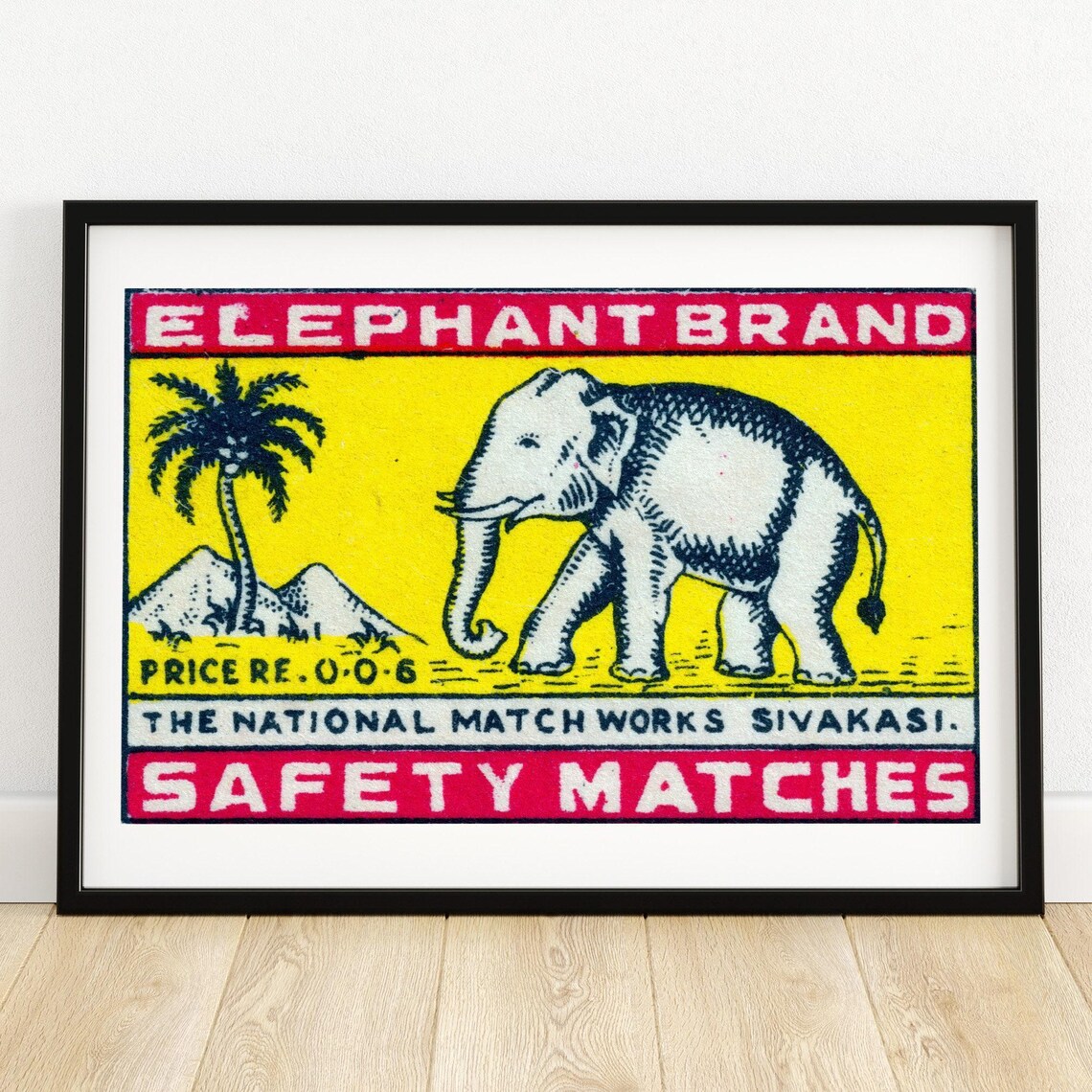 Elephant Brand Matchbox Vintage India Poster Print