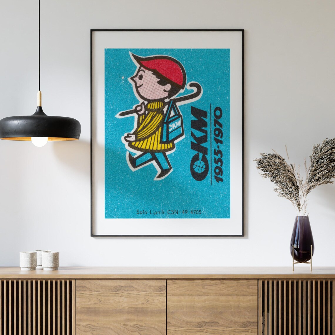 Boy Walking To School CKM 1955-1970 Retro Matchbox Art Poster - Image 4
