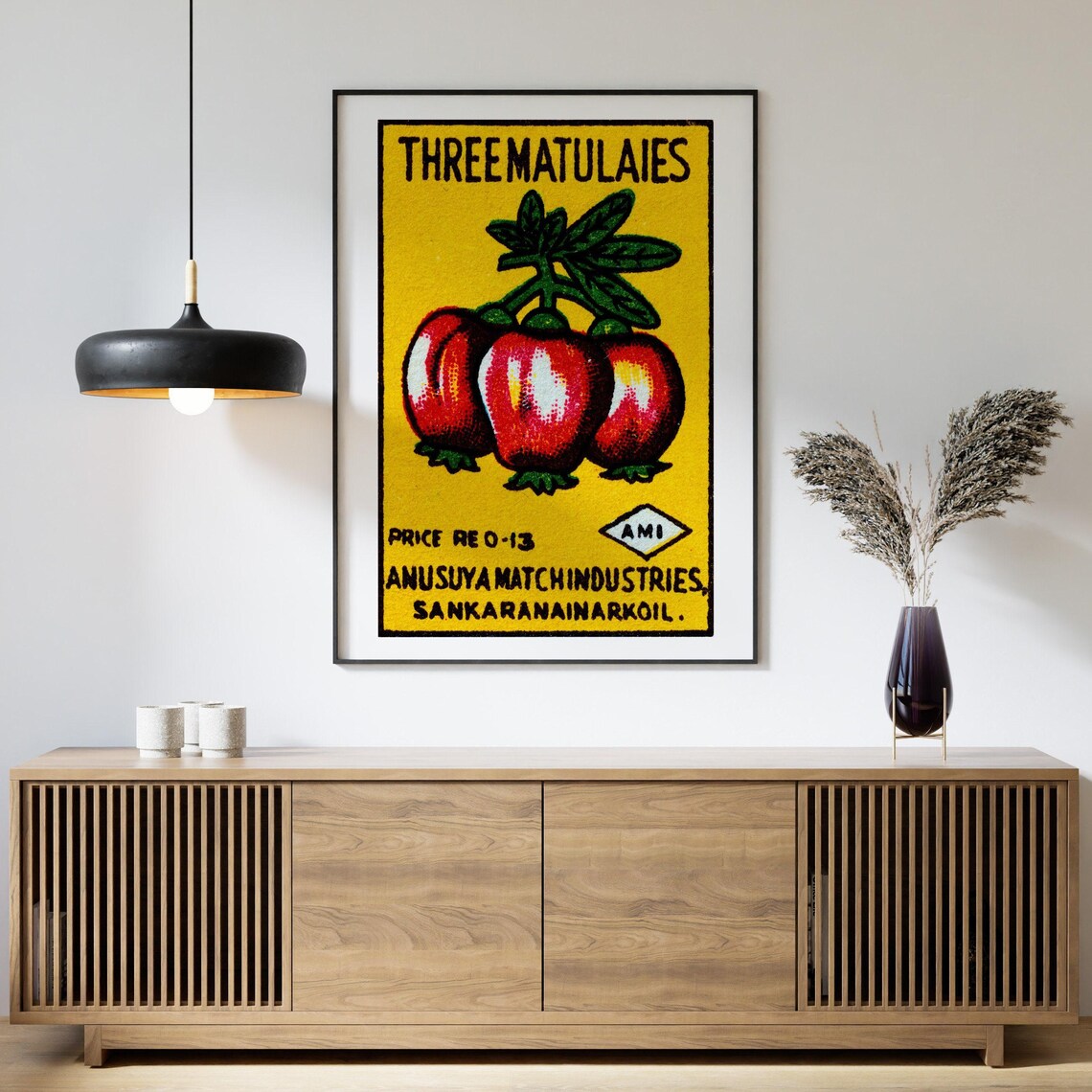 Three Fruits Matchbox Print, Vintage Indian Art - Image 4