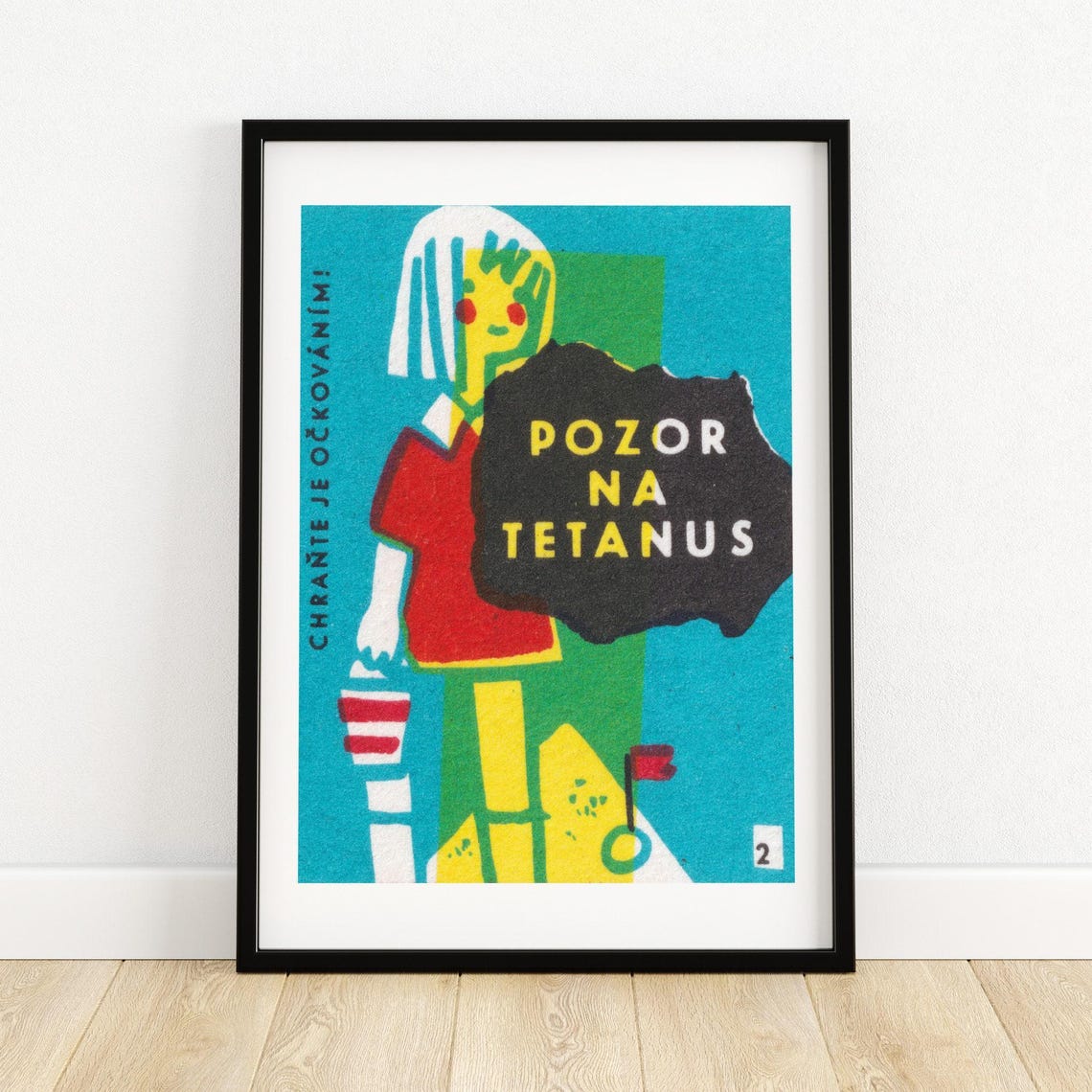 Pozor Na Tetanus Czech Vaccination Health Pop Art Vintage Print