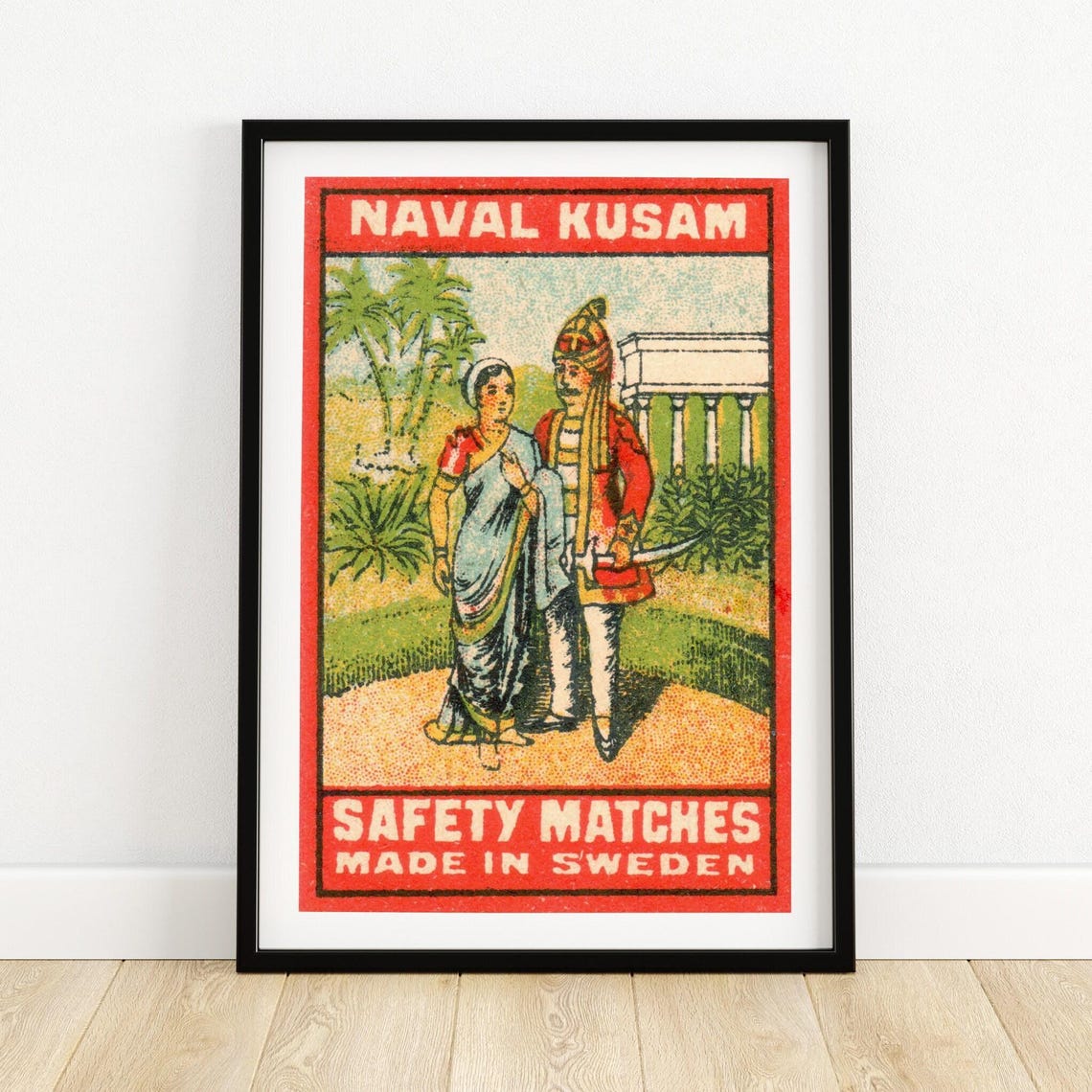 Naval Kusam Indian Couple Garden Swedish Safety Matches Poster