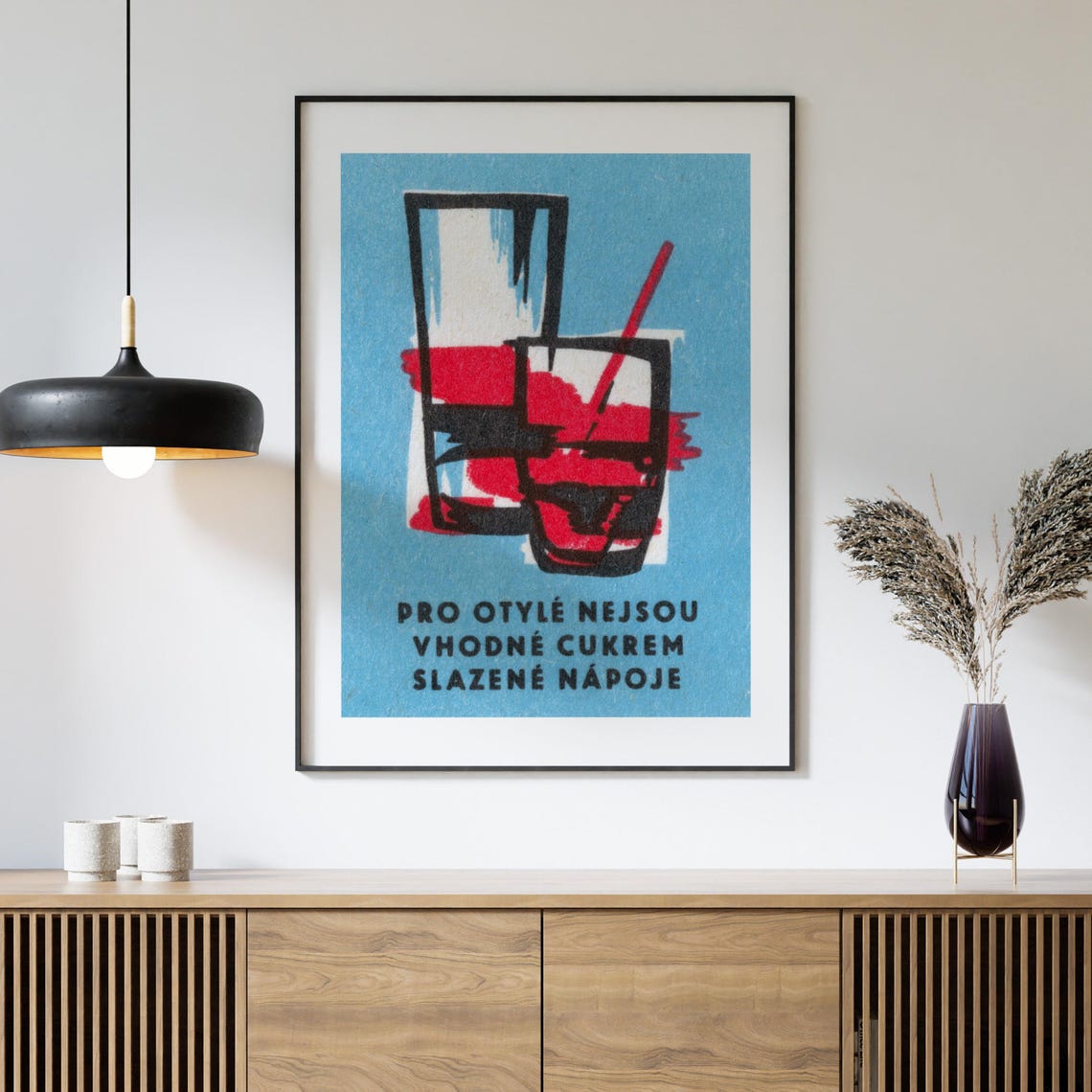Sugary Drinks Unsuitable Obese Czech Health Advisory Label Art Print - Image 4