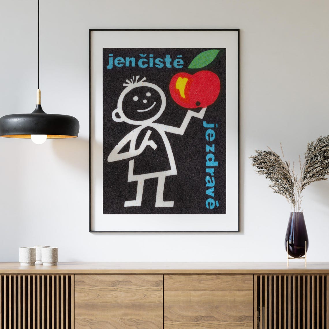 Clean Fruit Healthy Stick Boy Czech Matchbox Label Art Poster - Image 4
