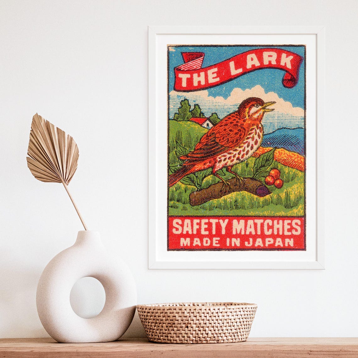 The Lark Bird Vintage Japanese Matchbox Label Bird Art Poster - Image 4
