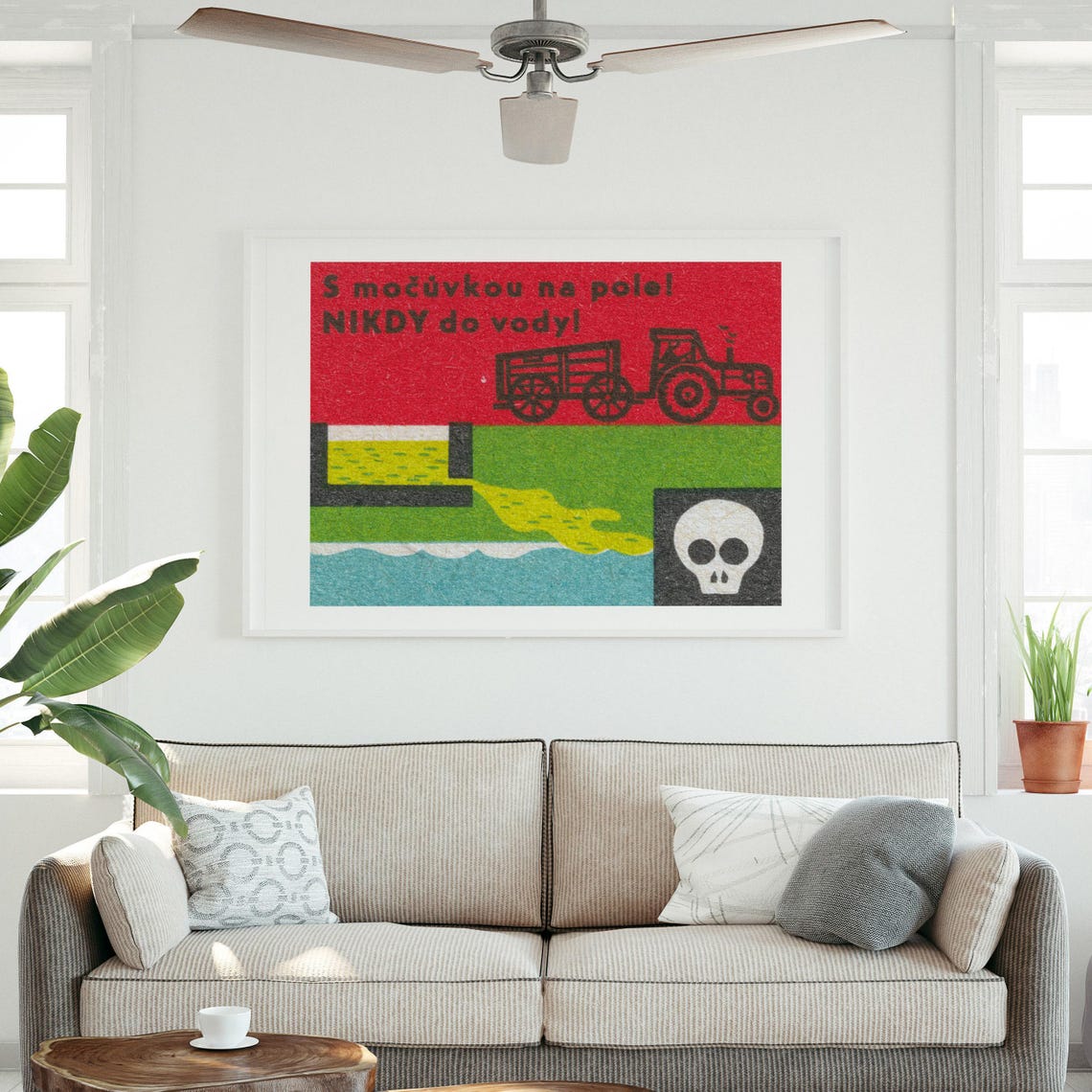 Czech Farm Slurry Tractor Eco Warning Skull Retro Advertising Poster - Image 3