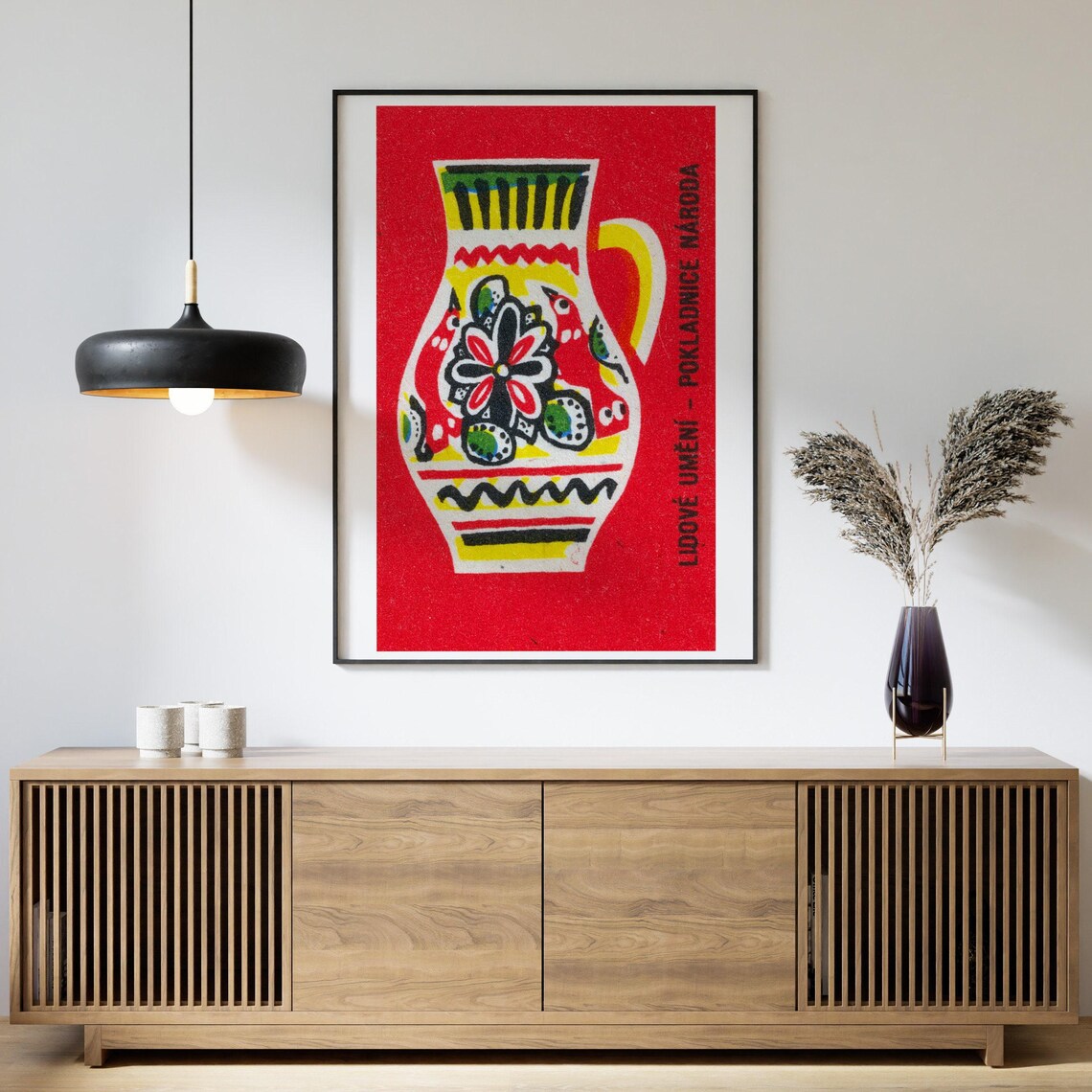 Red Folk Jug Vintage Czech Art Poster Print - Image 4