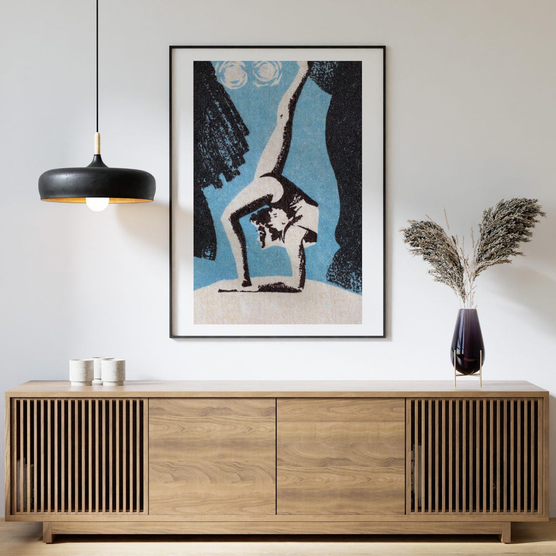 Contortionist Acrobat Backbend Vintage Blue Matchbox Art Poster - Image 4
