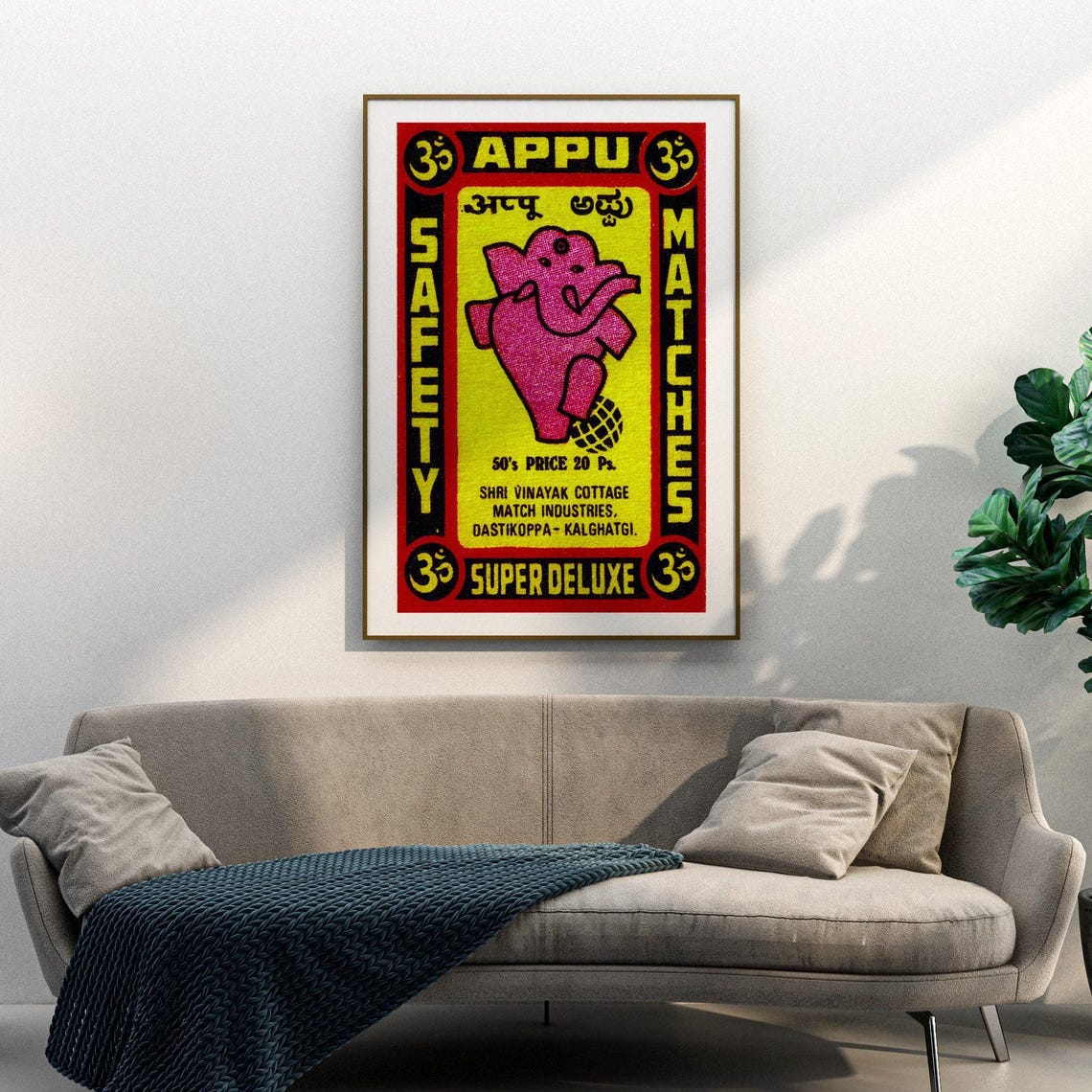 Appu Pink Dancing Elephant Super Deluxe Indian Matchbox Poster - Image 3
