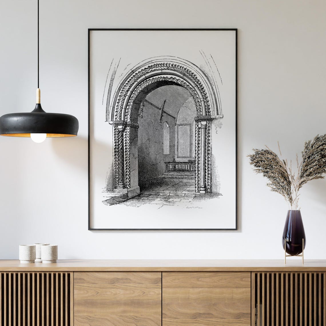 Norman Chancel Arch Oxfordshire Chevron Ornament Engraving Poster - Image 4