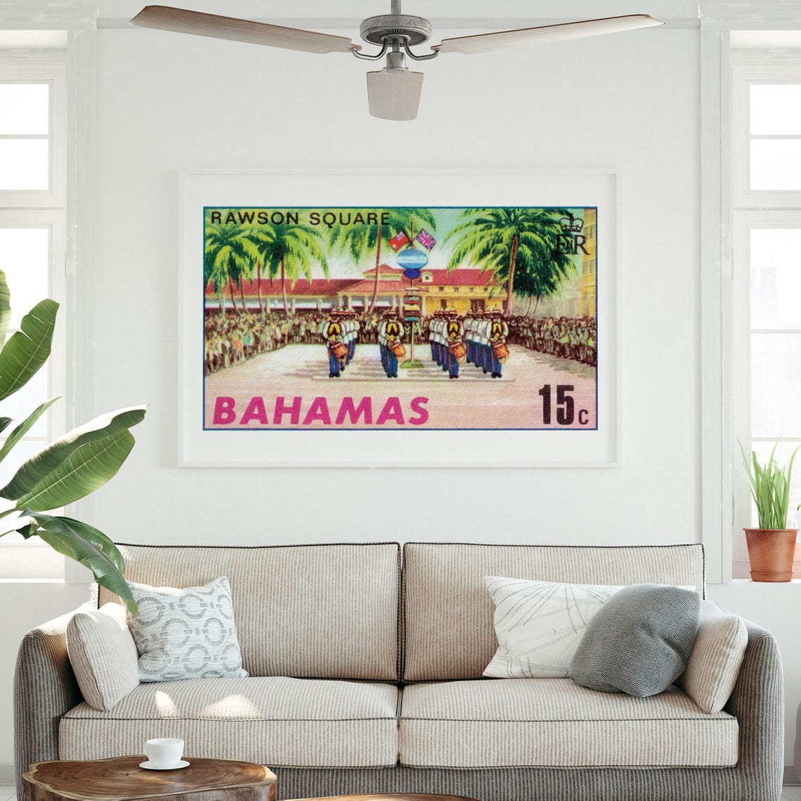 Bahamas Rawson Square Military Parade Vintage Postage Stamp Art Poster - Image 3