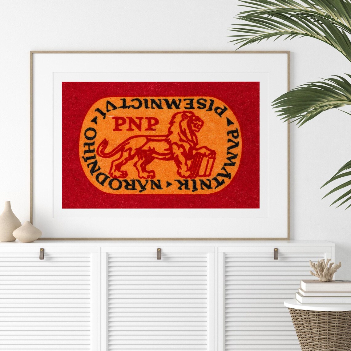 PNP National Literature Memorial Czech Lion Vintage Matchbox Poster - Image 2