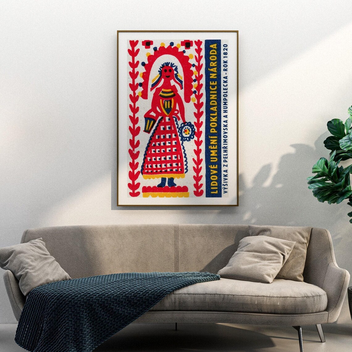 Czech Folk Art Embroidery Woman 1820 Traditional Costume Poster - Image 3