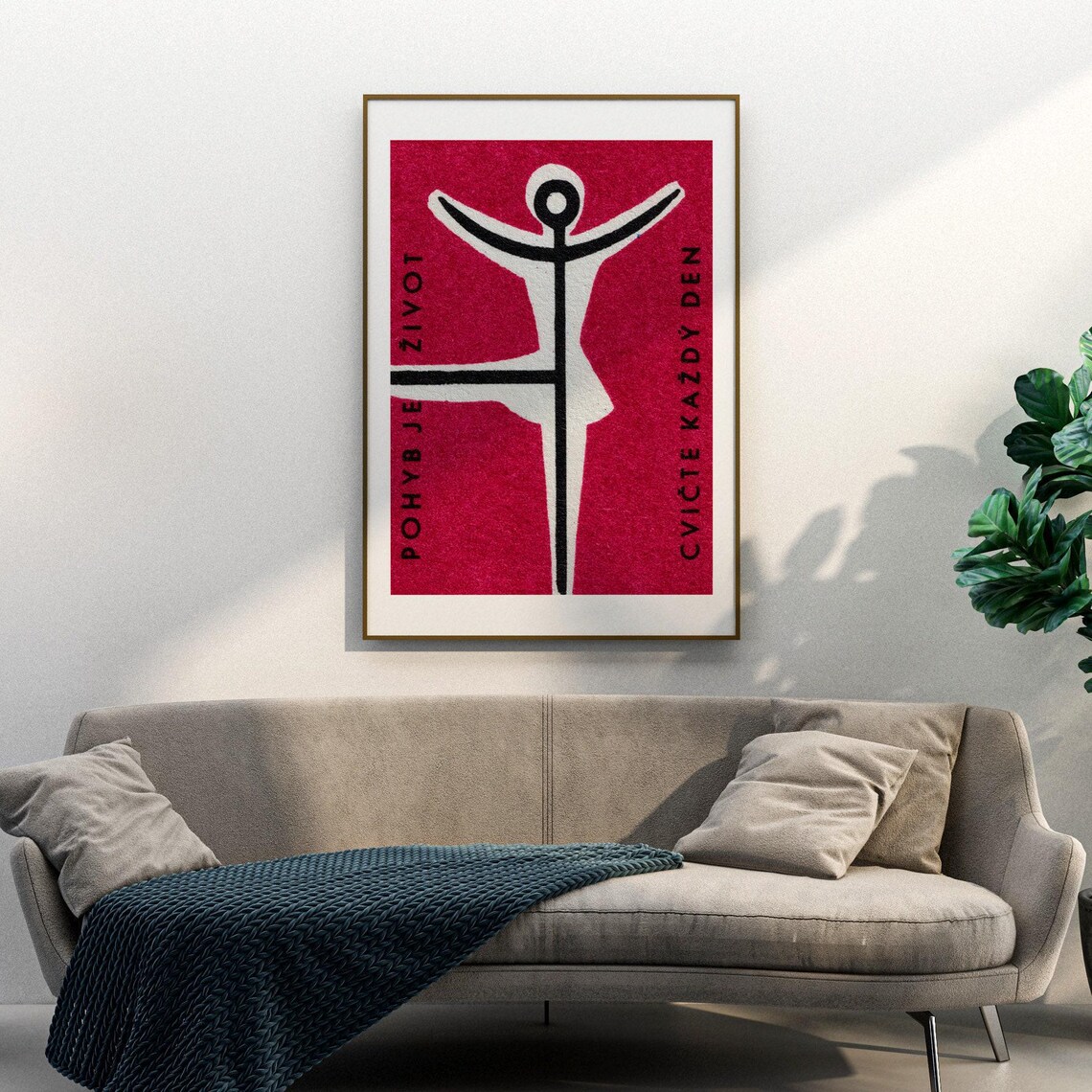 Movement Is Health Matchbox Print, Vintage Czech Art - Image 3