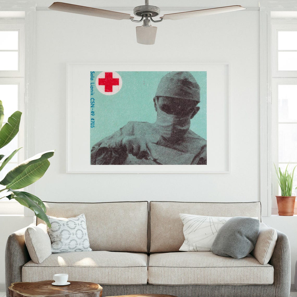 Surgeon At Work Red Cross Vintage Medical Czech Label Art Print - Image 3