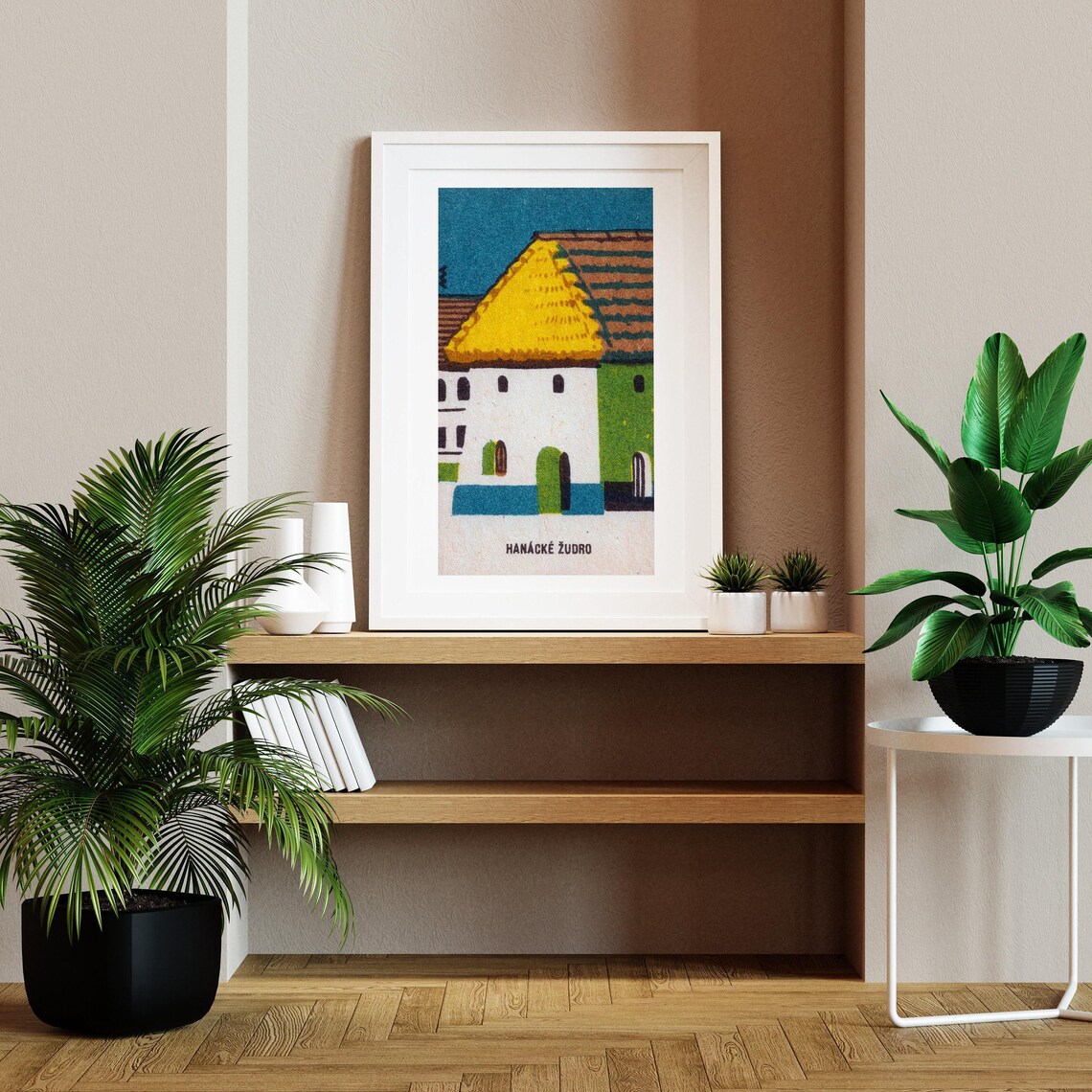 Straw Roof House Matchbox Print, Vintage Czech Poster - Image 2
