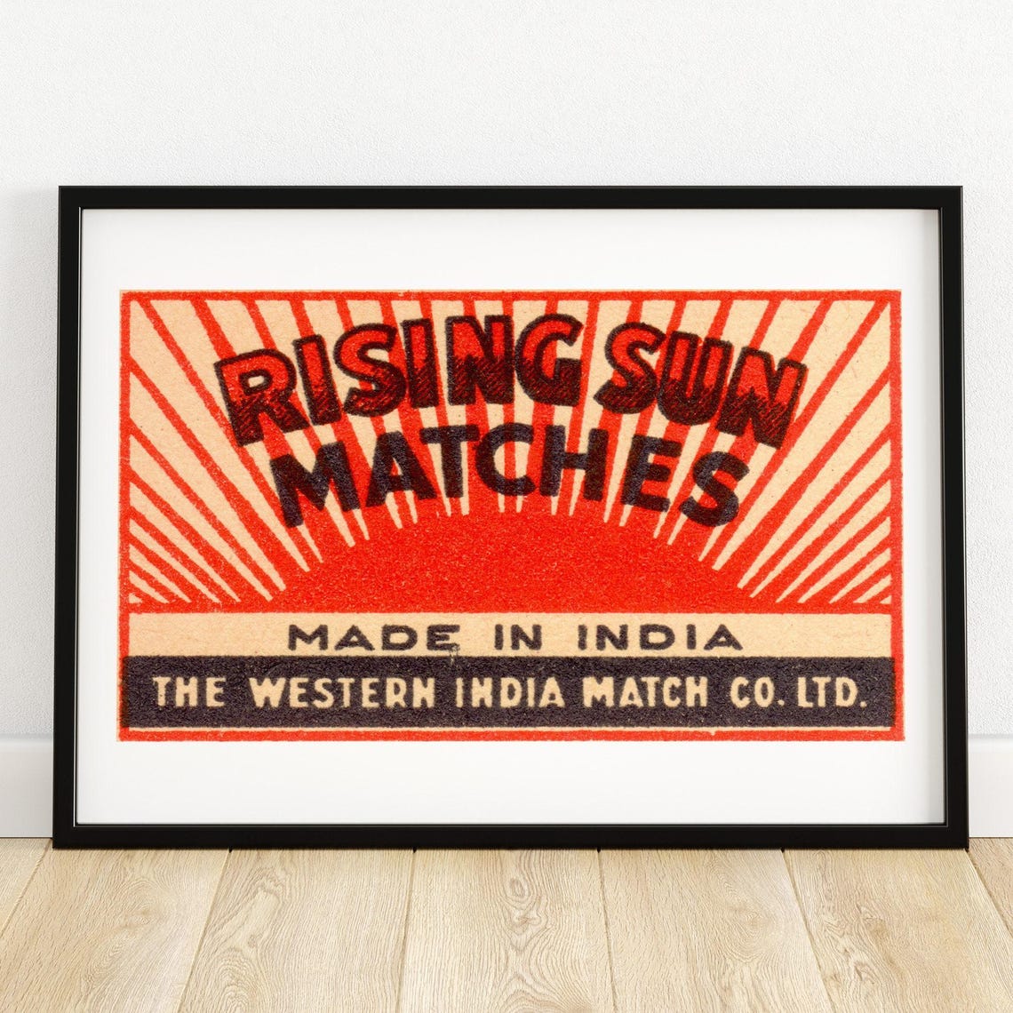 Rising Sun Matches Western India Vintage Matchbox Label Art Poster