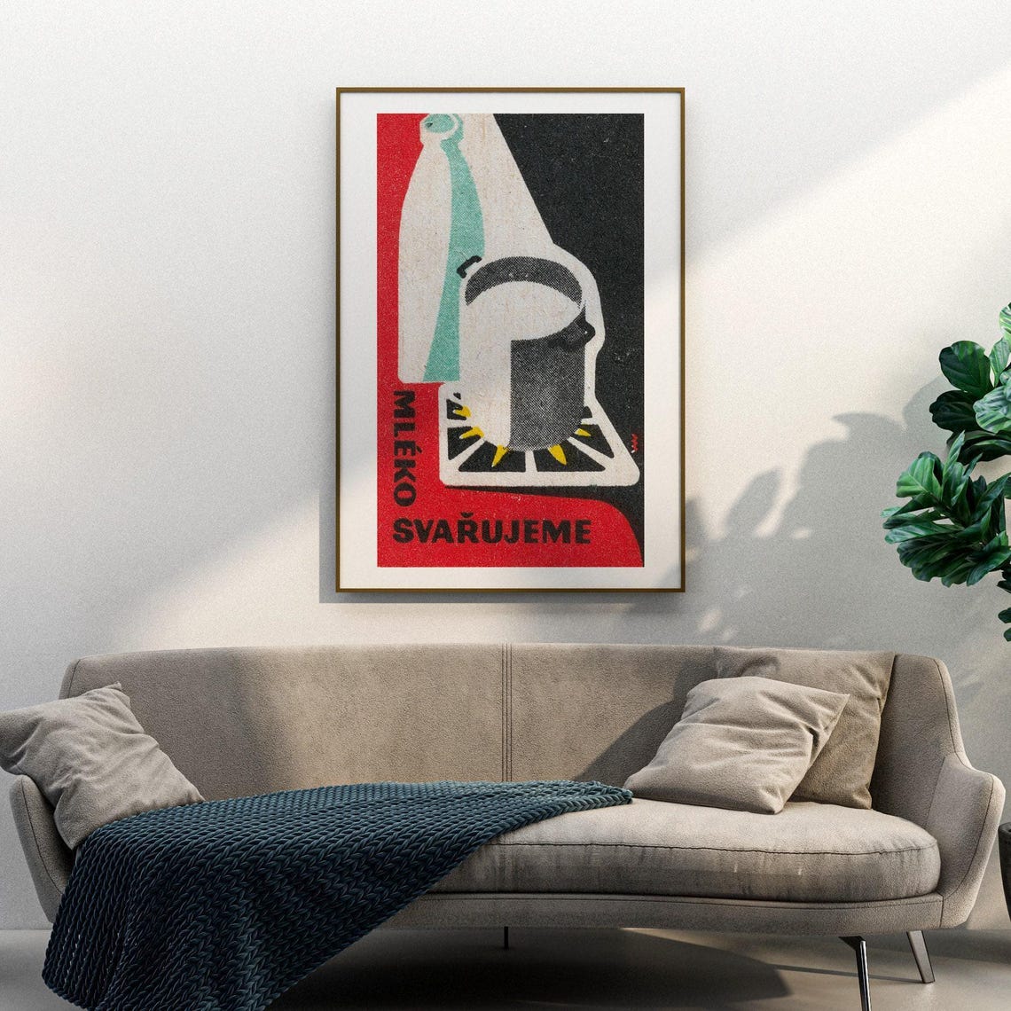 Czech Milk Safety Vintage Bottle Pot Retro Kitchen Art Poster - Image 3