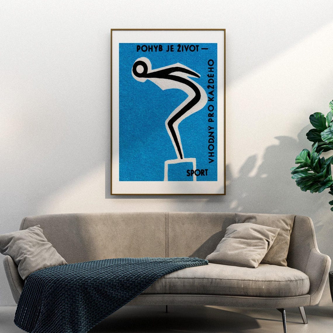 Movement Is Life Vintage Czech Sport Diver Matchbox Label Poster - Image 3
