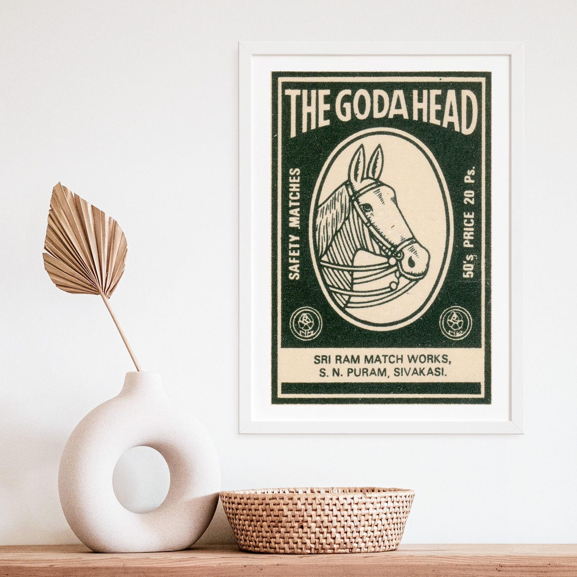 The Goda Head Vintage Indian Horse Safety Matches Label Poster - Image 4