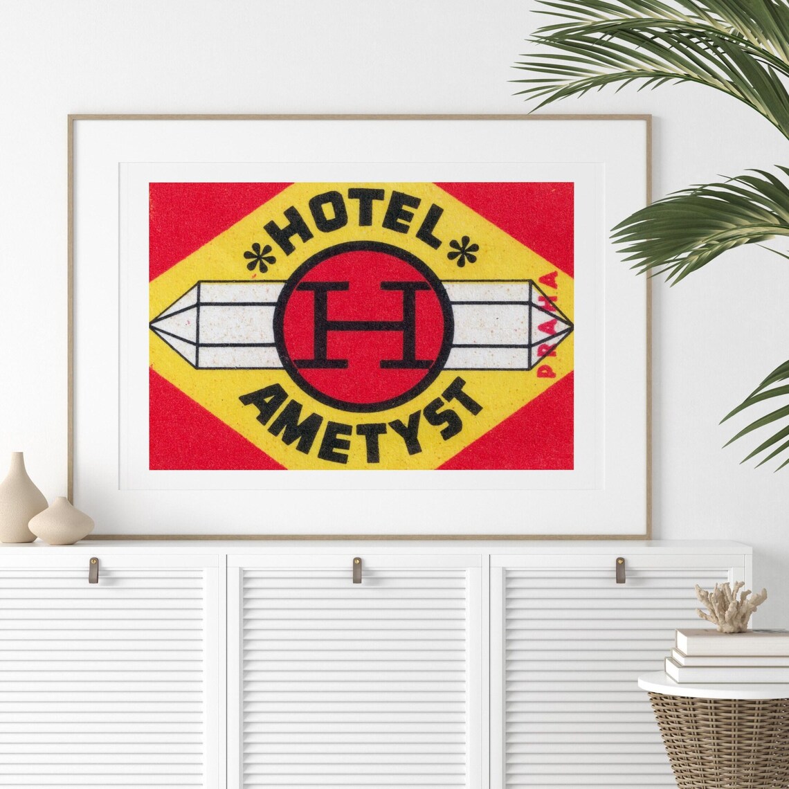 Hotel Ametyst Prague Amethyst Crystal Vintage Label Art Print - Image 2