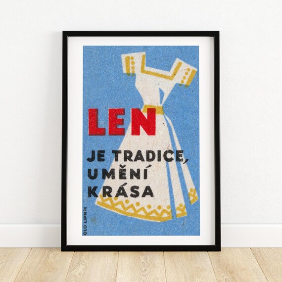 Len Je Tradice Umeni Krasa Vintage Czech Linen Dress Matchbox Art Poster