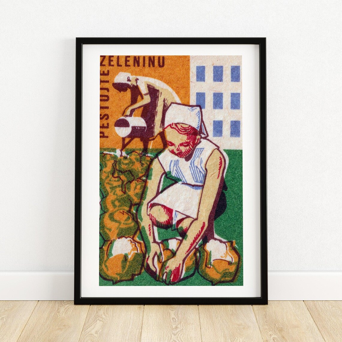 Czech Grow Vegetables Gardeners Vintage Matchbox Label Poster