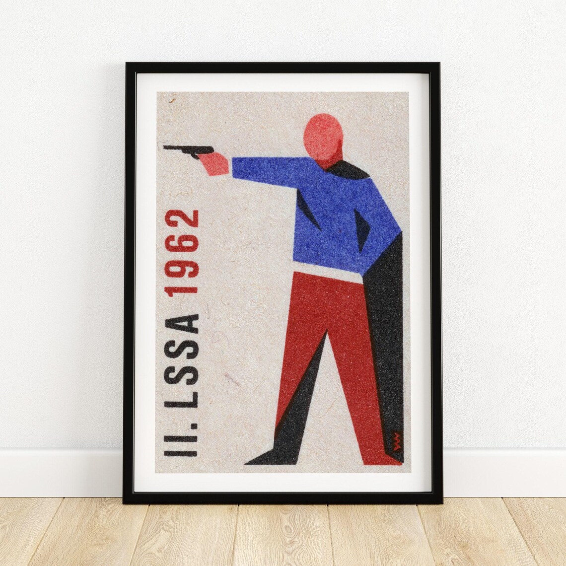 Sport Shooter Matchbox Vintage Czech Art Poster Print