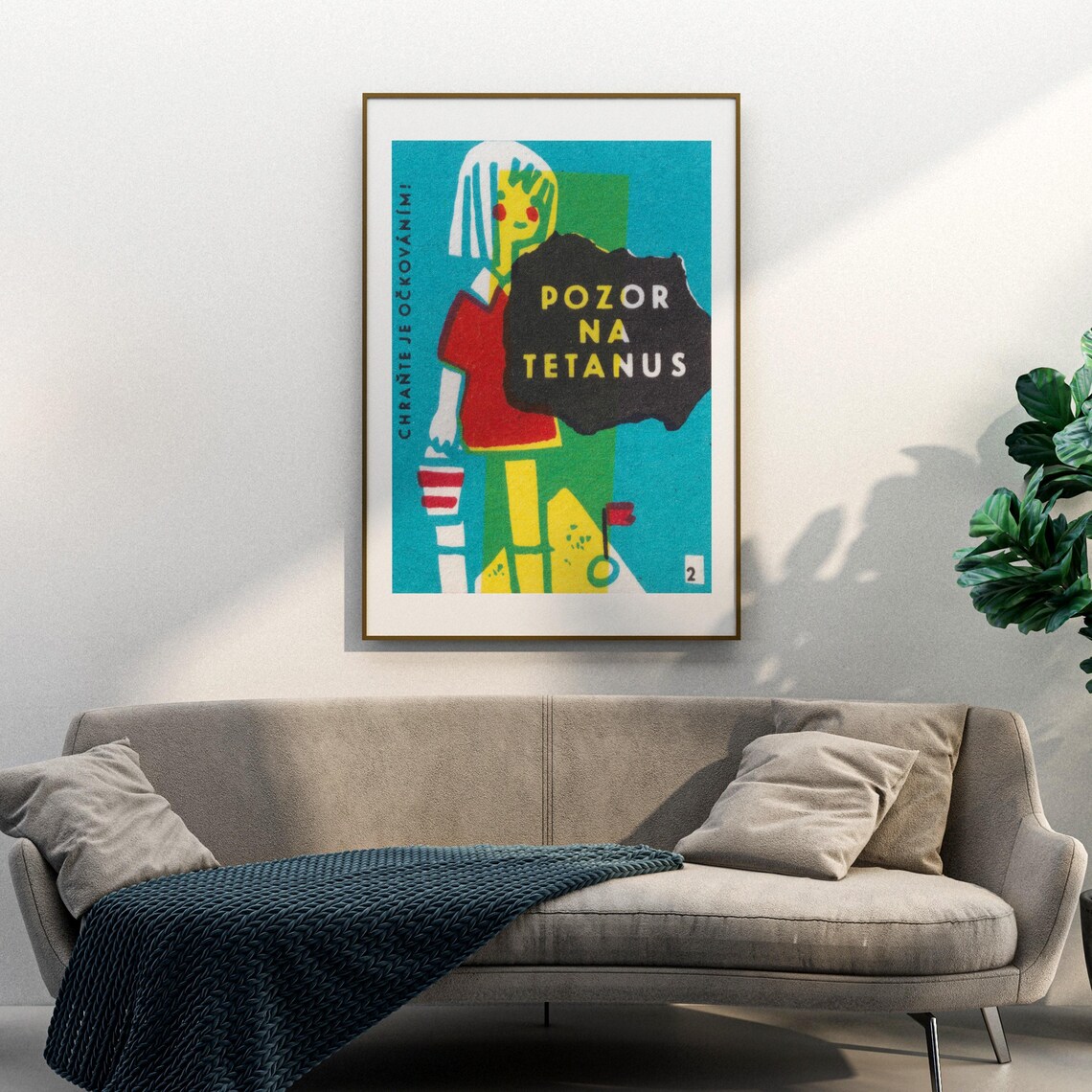 Pozor Na Tetanus Czech Vaccination Health Pop Art Vintage Print - Image 3