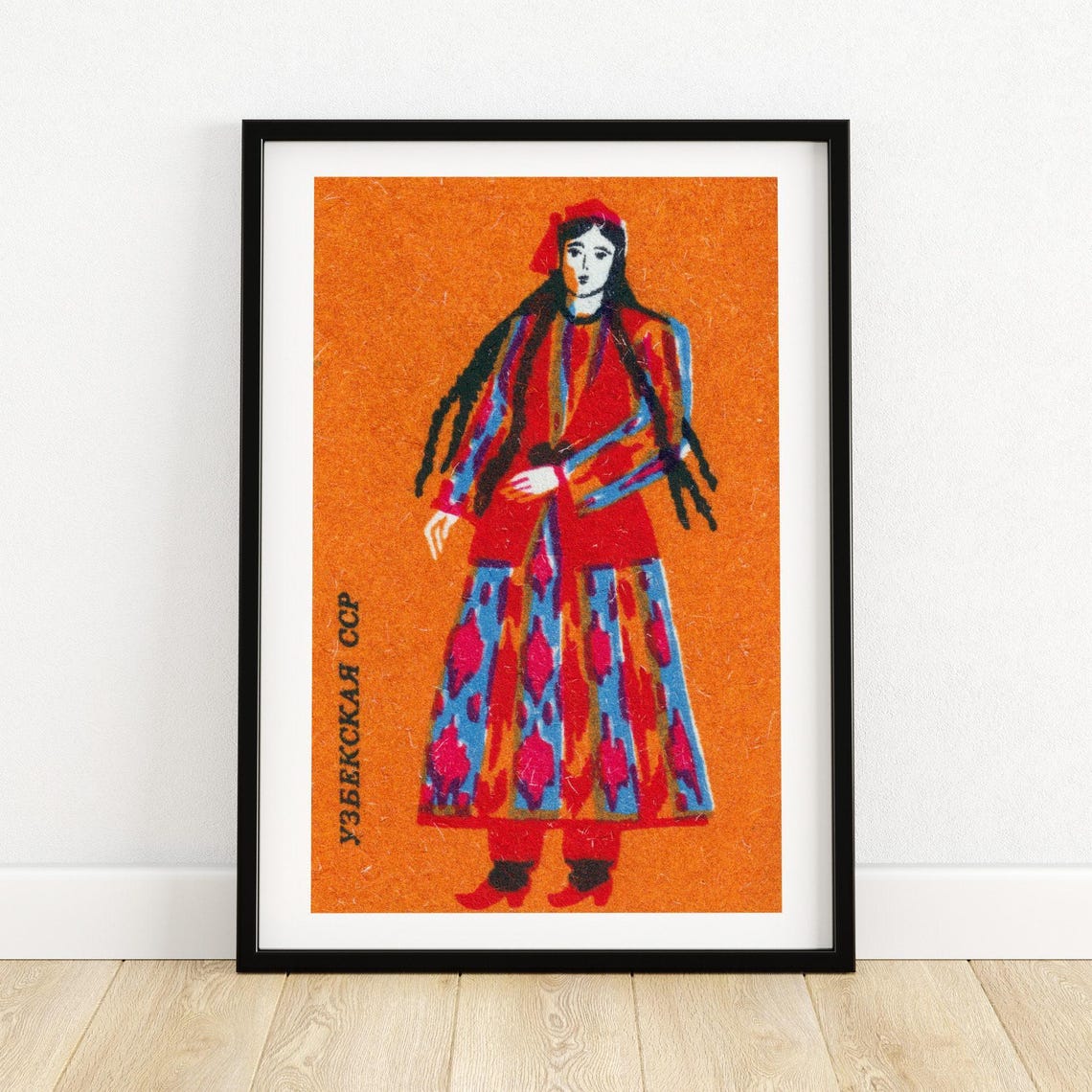 Uzbek Woman Folk Dress Soviet Matchbox Uzbek SSR Ethnic Art Poster