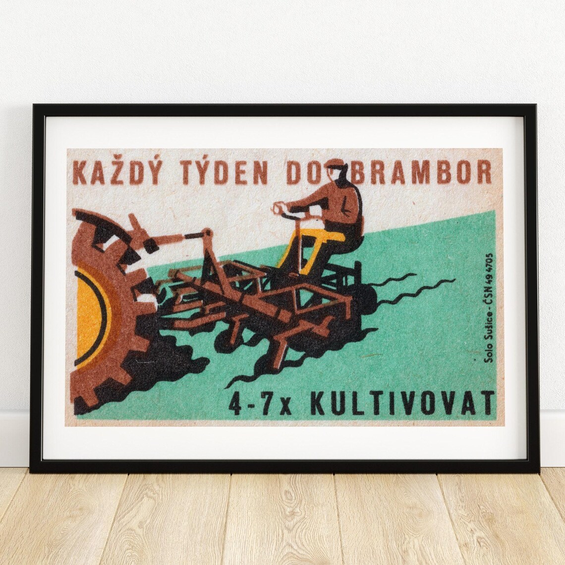 Cultivate Potatoes Weekly Farming Vintage Czech Agricultural Poster