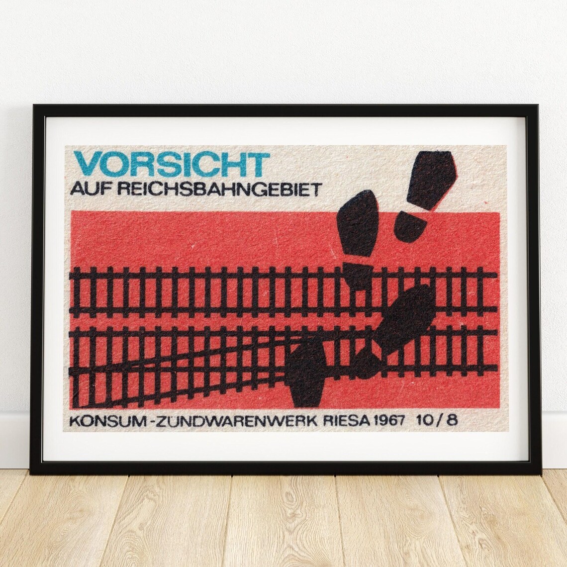 Vorsicht Reichsbahngebiet 1967 Railway Safety Match Label Poster