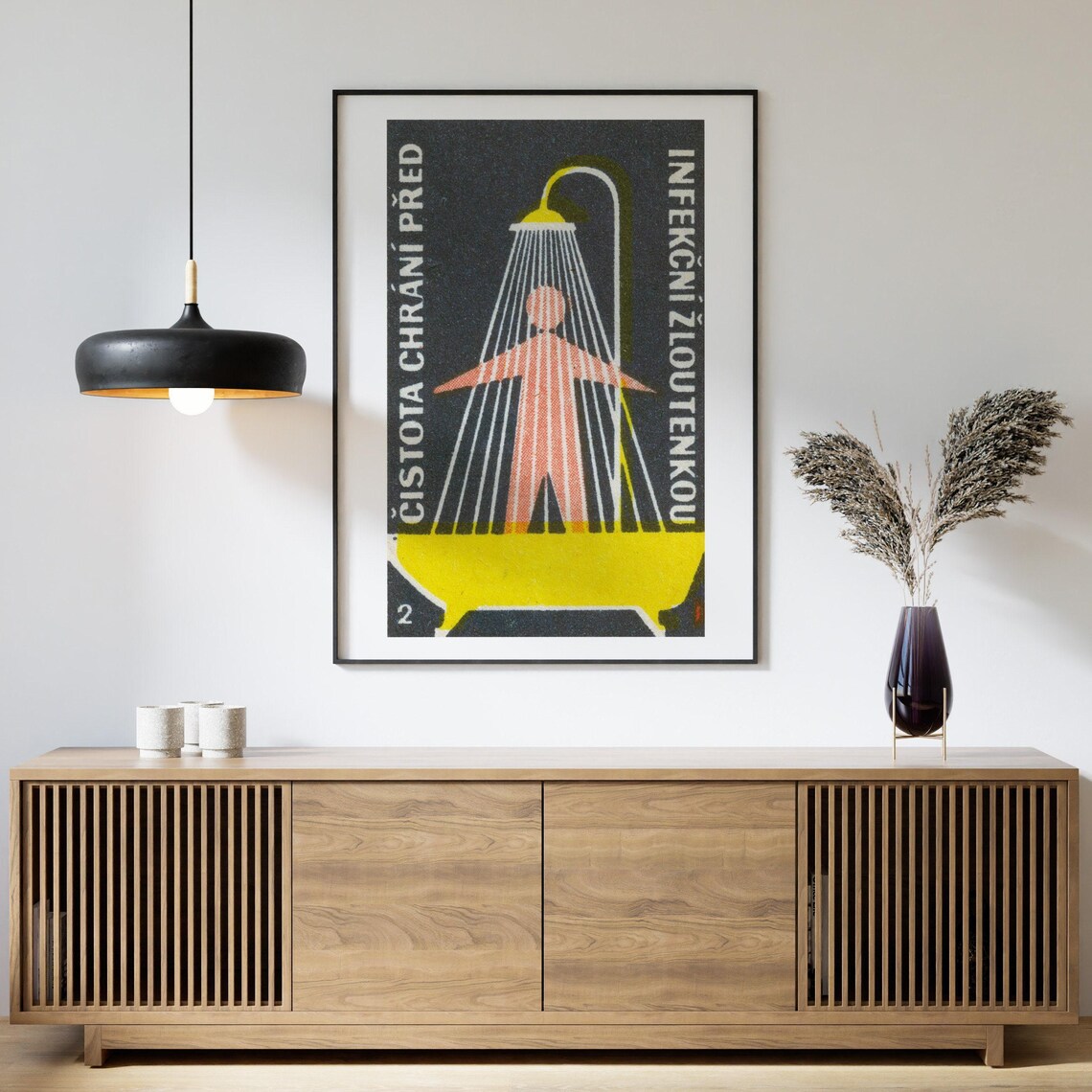 Person Under Shower, Vintage Czech Poster Print - Image 4